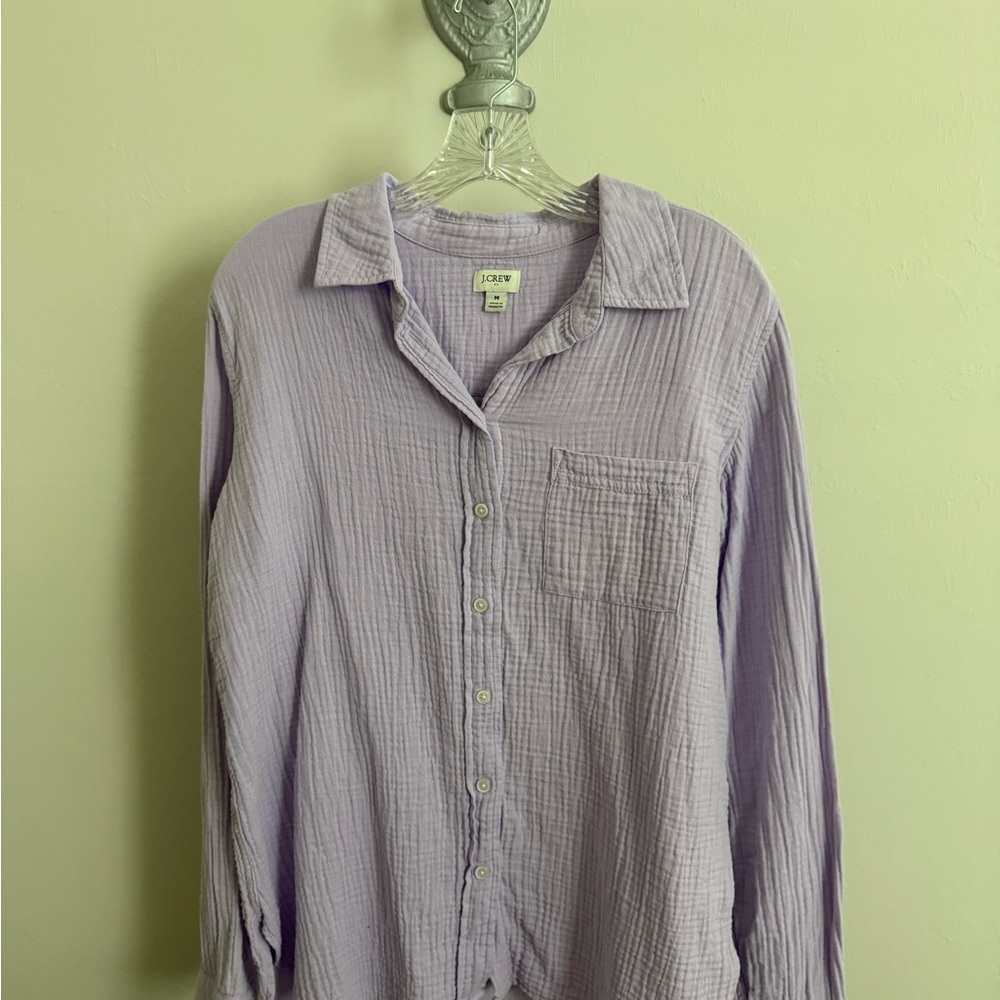 J. Crew Purple Casual Button Down Gauze Shirt Classic Collar